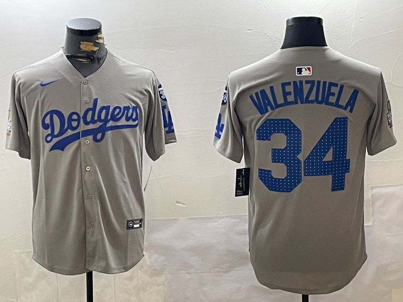 Men Los Angeles Dodgers #34 Valenzuela Grey Game 2024 Nike MLB Jersey style 112014